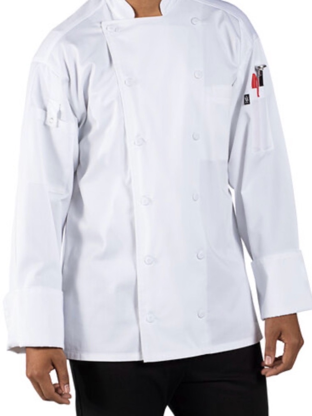 White Chef Jacket Unisex Double-Breasted Culinary Coat Long Sleeve